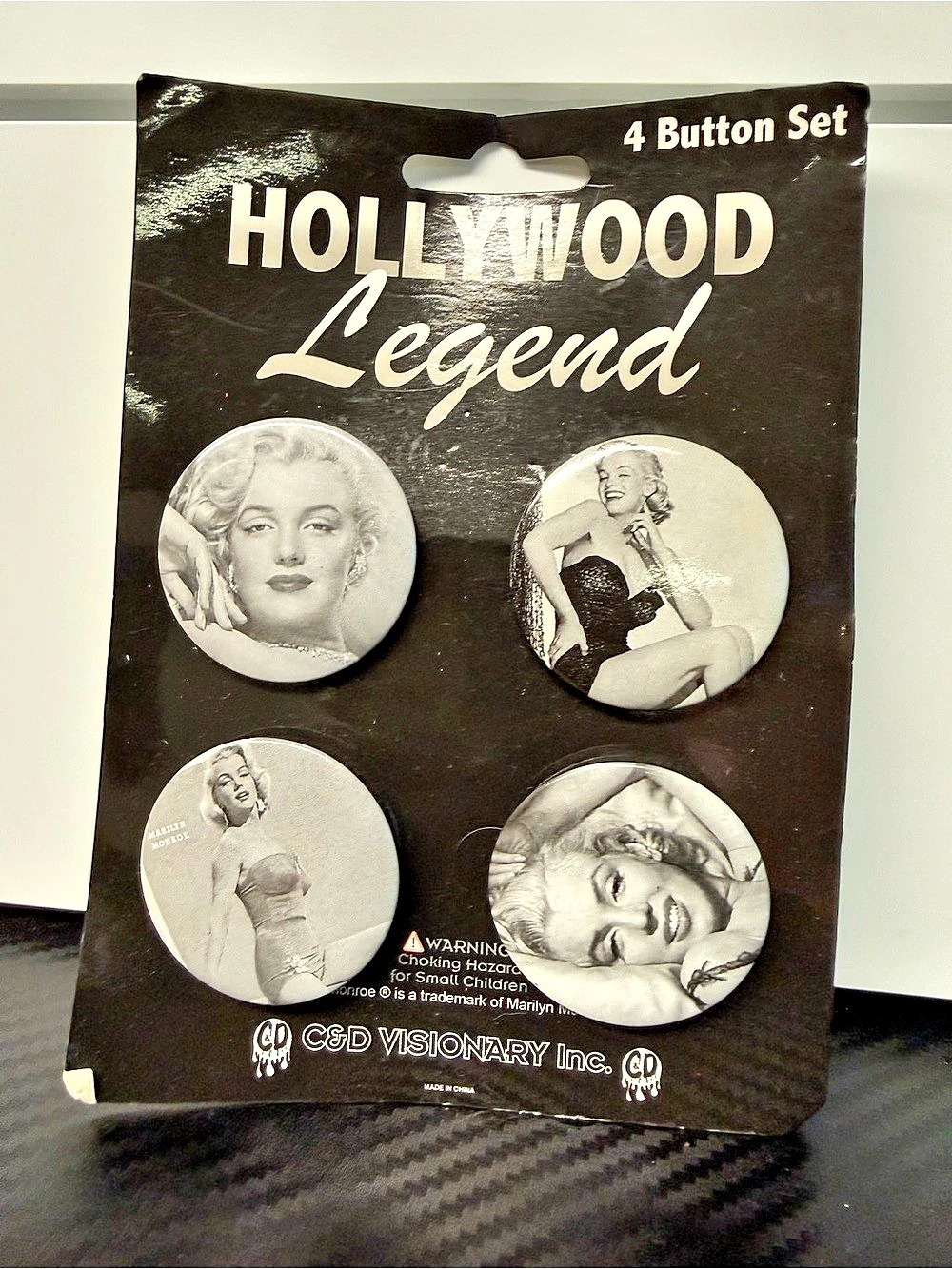 CD Visionary Inc. Hollywood Legend 4 Button Set. 4 Button Set Black & White